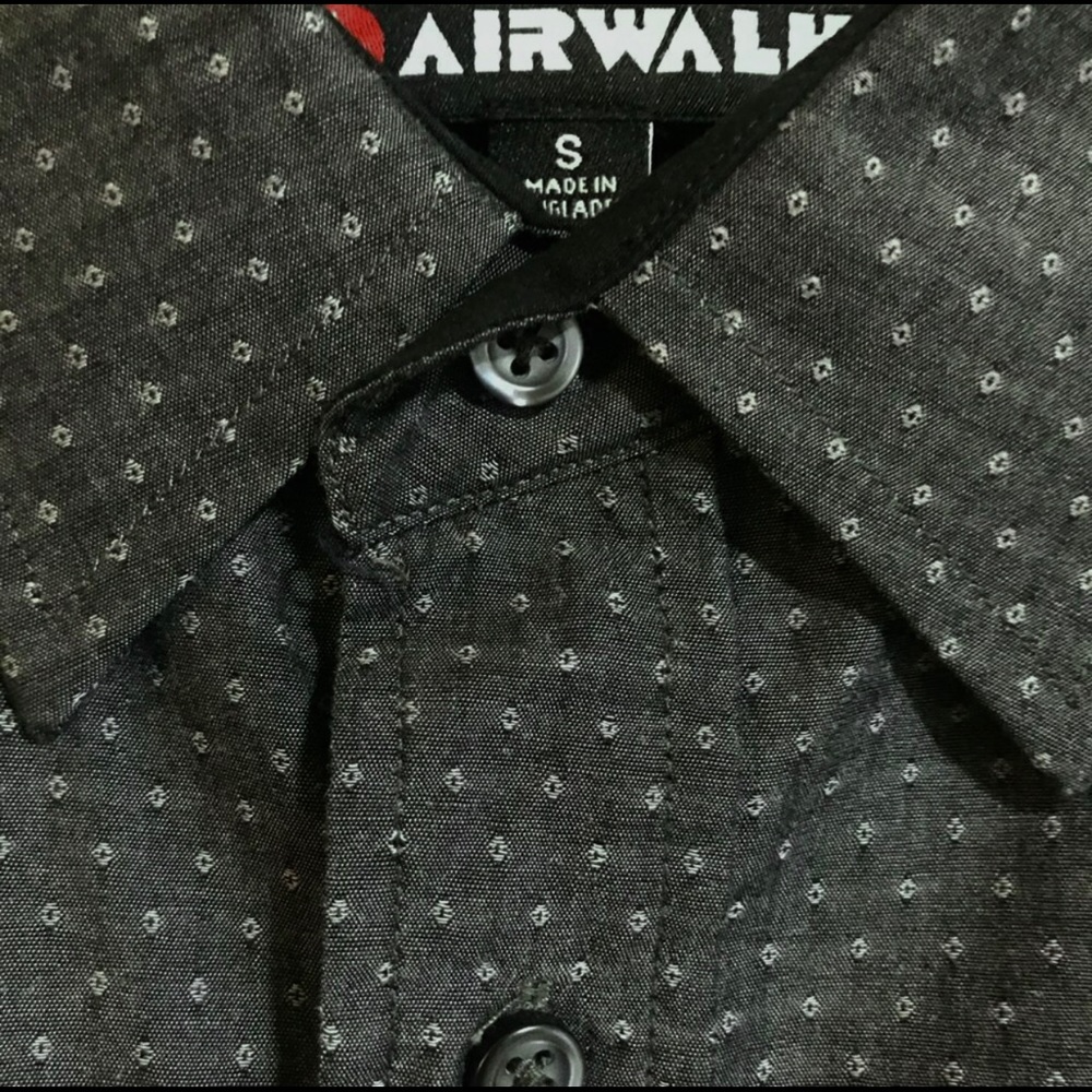 Airwalk MENS LS Dark Gray Open-Dot Cuffed Shirt S